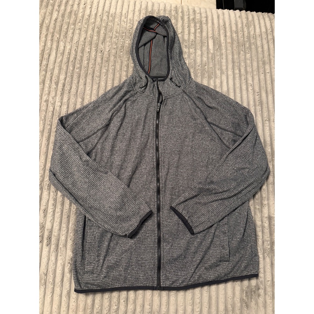Champion C9 Mens Full Zip Hoodie Grey Black Striped Performance Jacket XL
